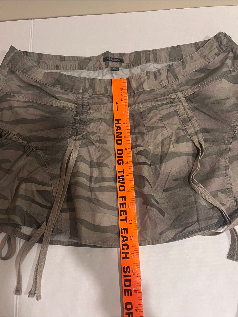 Wild Fable Camo Mini Skirt Drawstring Hem and Detail Grunge Festival Outfit L - Picture 7 of 11